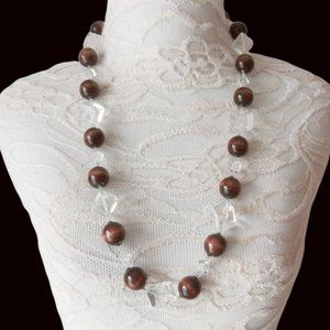 Vintage Miriam Haskell Lucite Wood Bead Necklace